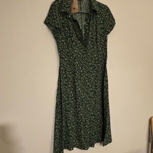 RIHOAS Dark Green Floral Midi Dress new with tags